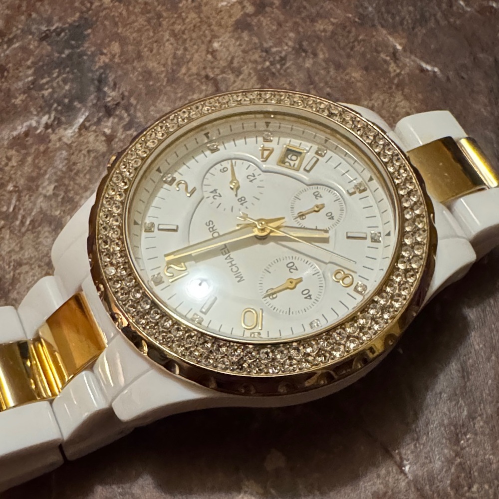 Used Michael Kors White and Gold Watch - Picture 6 of 8